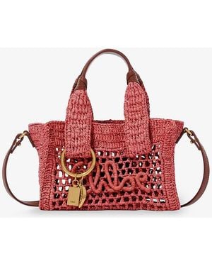 Chloé Summer Banana Raffia Crossbody Bag - Red