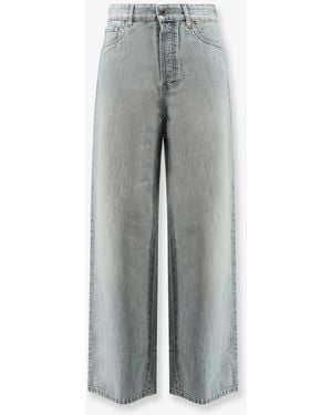 Miu Miu Cotton Jeans With Logo Lettering Embroidery - Grey