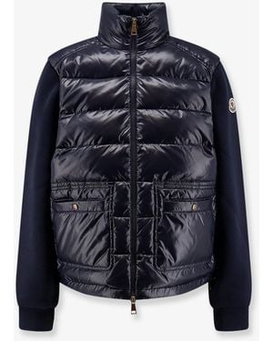 Moncler Padded Jacket With Fabric Details - Blue