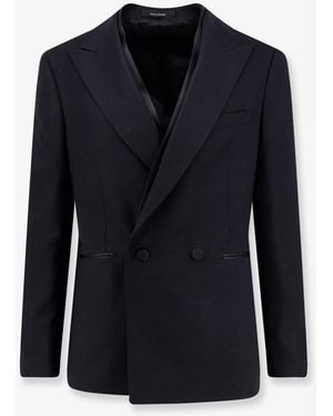 Tagliatore Stretch Viscose And Silk Blazer - Blue