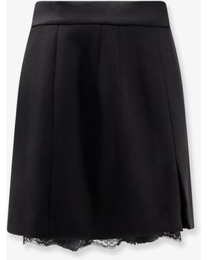 Dolce & Gabbana Virgin Wool Miniskirt With Lace Detail - Black