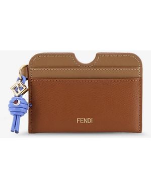 Fendi Ff Diamonds Leather Card Holder - Brown