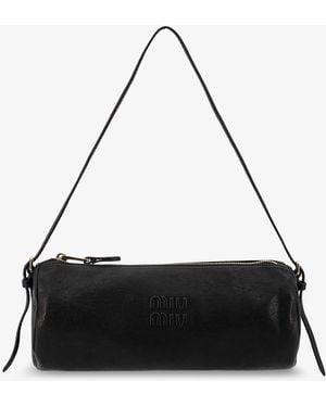 Miu Miu Mini Aviator Leather Shoulder Bag - Black