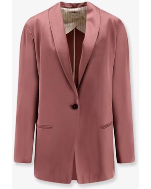 Alysi Single-Breasted Satin Blazer - Pink