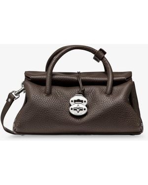 Zanellato Dotta Small Hammered Leather Crossbody Bag - Black