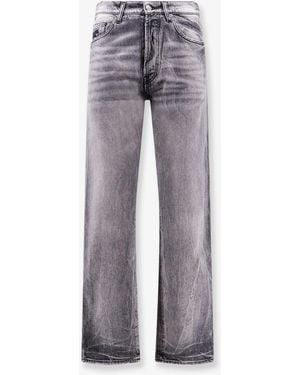 NUMERI 123456789 Washed-Out Cotton Trousers - Grey