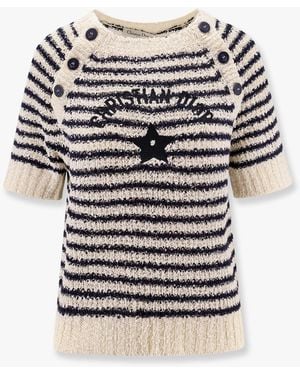 Dior Striped Cotton And Silk Jumper - Grey