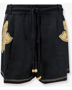 Scarlett Poppies Vareli Linen And Cotton Shorts - Black