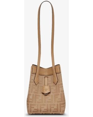Fendi Origami Mini Ff Fabric Bucket Bag - Natural