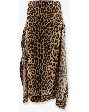 Alberta Ferretti Silk Skirt With Animal Print - Natural