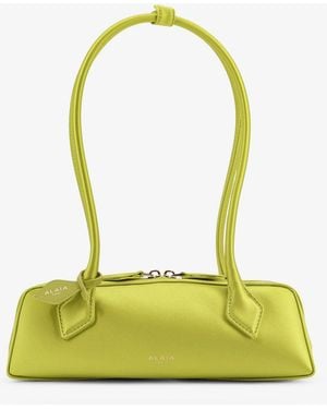Alaïa Le Teckel Satin Shoulder Bag With Front Logo - Yellow