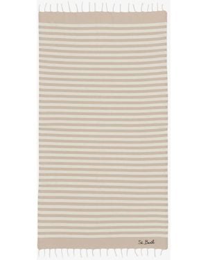 MC2 Saint Barth Striped Cotton Beach Towel - Natural