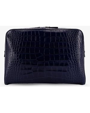 Tom Ford Croco Print Leather Laptop Pouch - Blue
