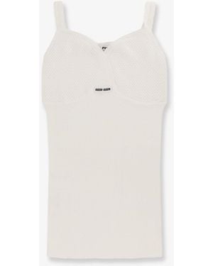 Miu Miu Perforated Cotton Tank Top - White