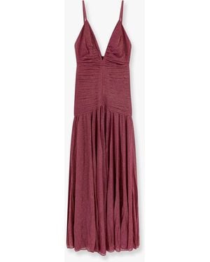 PATBO Viscose Blend Long Dress With Metallic Effect - Purple