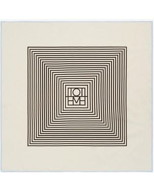 TOTEME Centered Monogram Silk Foulard - White
