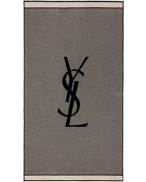 Saint Laurent Certified Cotton Striped Beach Towel - Grey