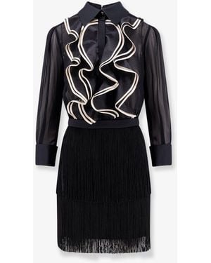 Elisabetta Franchi Viscose Dress With Ruffles - Black