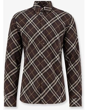 Burberry Cotton Shirt With Check Motif - Black