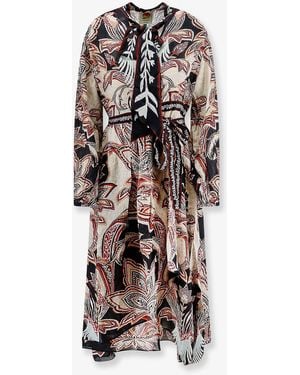 FARM Rio Viscose Tapestry Dream Long-Sleeve Midi Dress - White