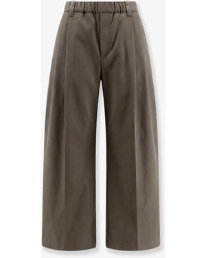 Brunello Cucinelli Cotton Pants With Elastic And Monili Detail - Gray