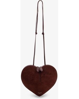 Alaïa Suede Le Coeur Crossbody Bag - Brown