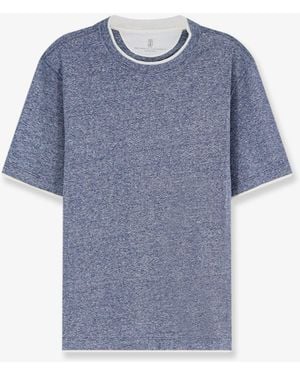 Brunello Cucinelli Linen And Cotton Blend T-Shirt - Blue