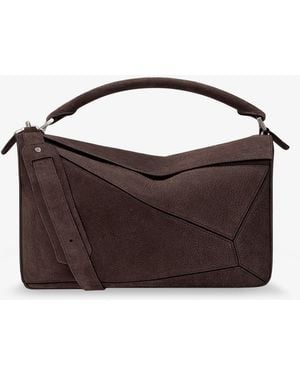 Loewe Puzzle Large Nubuck Bag - Brown