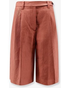 Brunello Cucinelli Linen Shorts With Monili Detail - Red