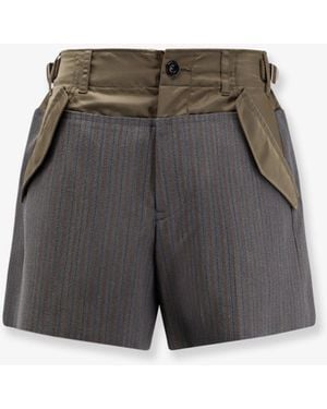 Sacai Wool Shorts With Nylon Details - Gray