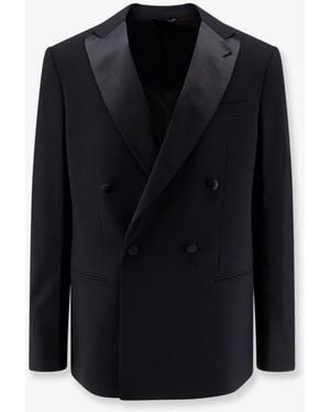 Giorgio Armani Soho Virgin Wool Tuxedo Blazer - Blue