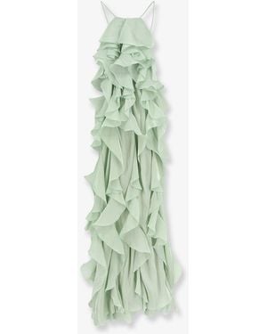 ACTUALEE Long Dress With Ruffles - Green