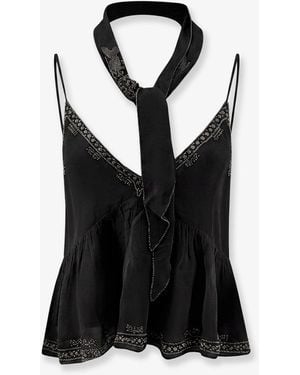 Scarlett Poppies Hedvig Viscose Top With Scarf - Black