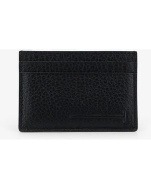 Tom Ford Leather Card Holder With Embossed Logo - Black