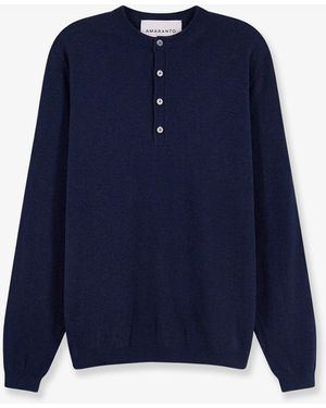 Amaranto Wool, Cotton And Cashmere Sweater - Blue
