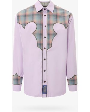 Maison Margiela Cotton Shirt With Insert With Madras Motif - Pink