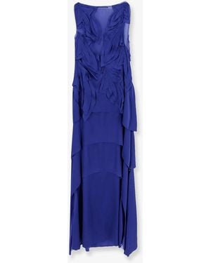 Alberta Ferretti Satin Long Dress - Blue