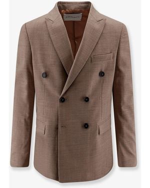 Amaranto Virgin Wool Blend Blazer - Brown