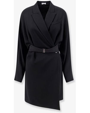 Brunello Cucinelli Chemisier Dress With Tuxedo-Style Band - Black