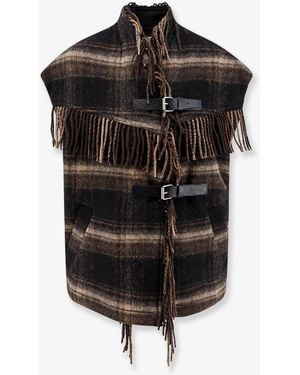 Isabel Marant Ginesa Sleeveless Jacket With Fringes - Black