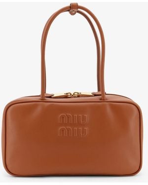 Miu Miu Beau Leather Handbag - Brown
