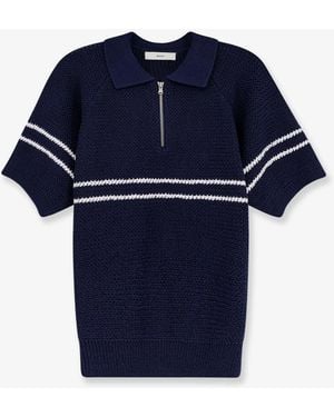 DUNST Half-Zip Cotton Blend Jumper - Blue