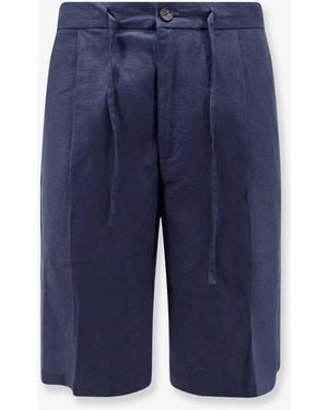 Hevò Torre Lapillo Linen And Viscose Shorts - Blue