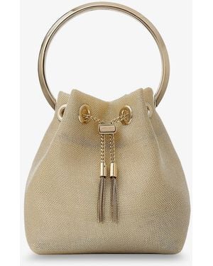 Jimmy Choo Bon Bon Metallic Mesh Bucket Bag - Natural