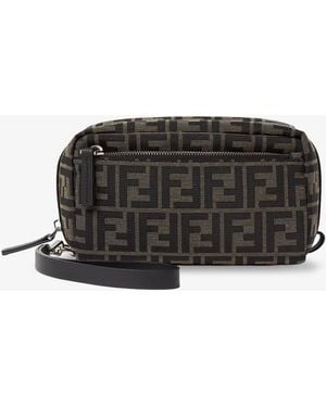 Fendi Ff Zucca Jacquard Fabric Clutch Bag - Black