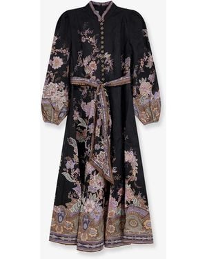 Zimmermann Luna Button Linen Dress - Purple