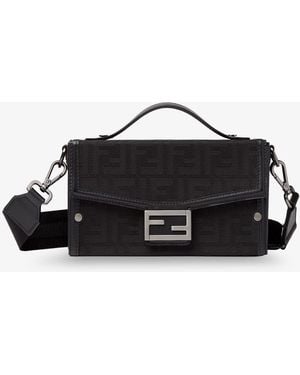 Fendi Baguette Soft Trunk Ff Fabric Crossbody Bag - Black