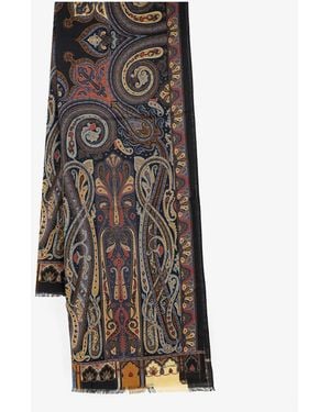Etro Wool And Silk Scarf - Blue