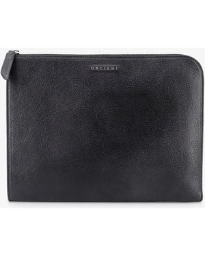 Orciani Lagoon Leather Briefcase - Black