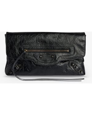 Balenciaga Le City Leather Clutch Bag - Gray